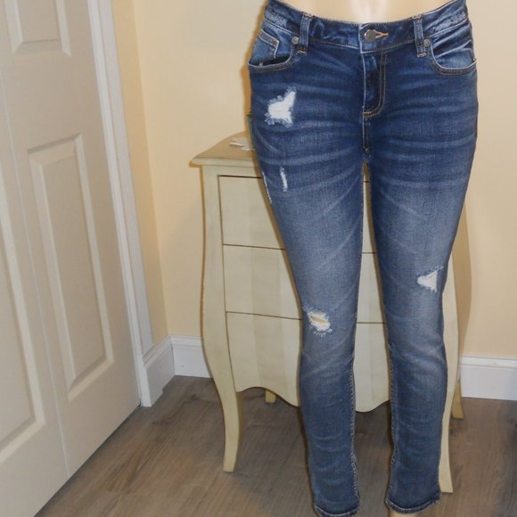Miss Me 27 Easy Skinny Distressed Jeans 5 Pockets - Picture 1 of 7